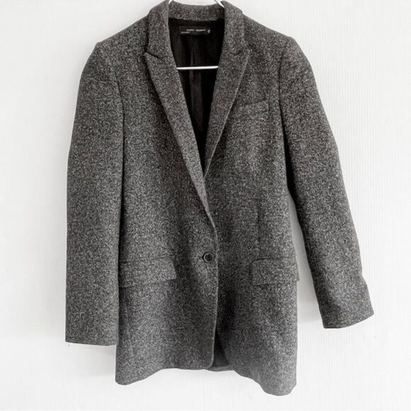 ZARA STRAIGHT CUT SHOULDER PAD WOOL  BLEND COAT  6 - Picture 7 of 7